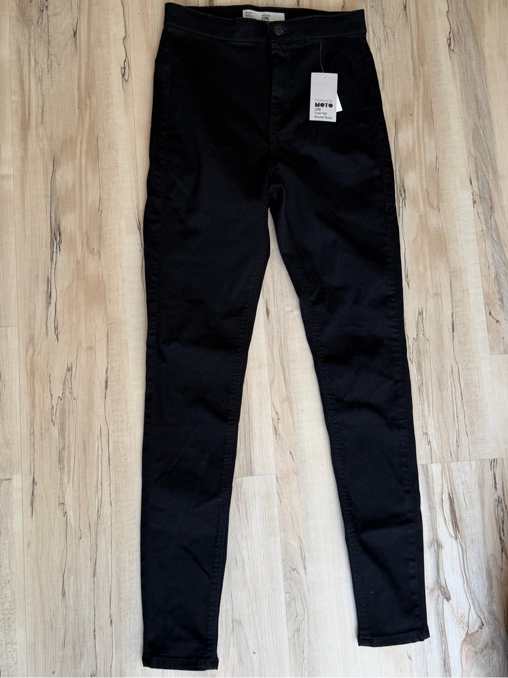 Topshop Moto Joni Super High Waist Skinny Jeans Black Stretch W28 L32 NWT